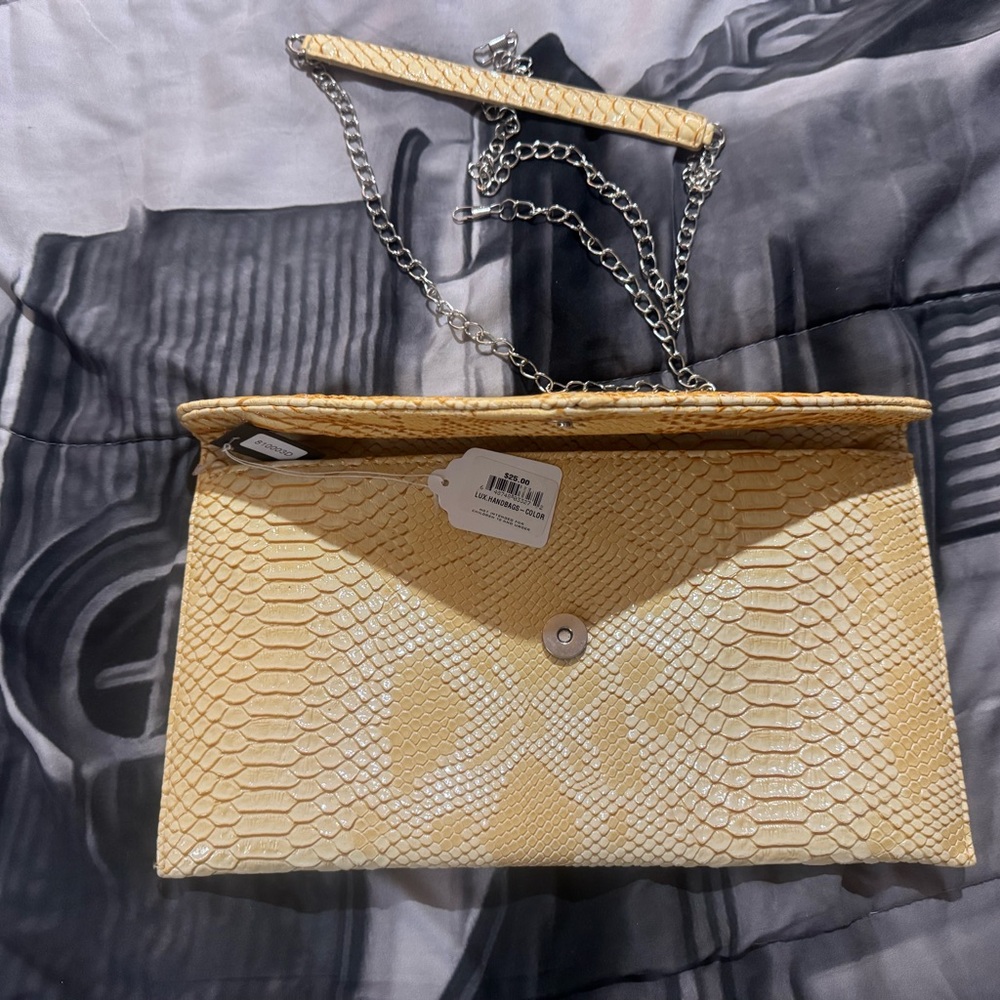 Yellow Snakeskin Pattern Clutch Bag